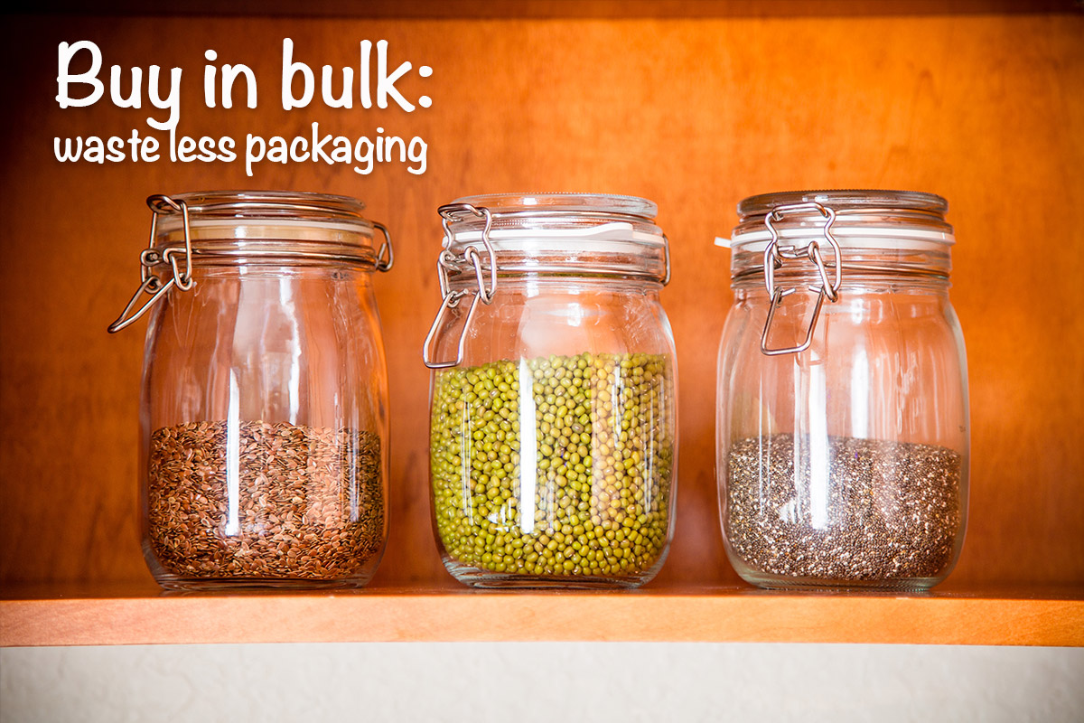 Buying in bulk wastes less packaging. And looks great on the shelf!